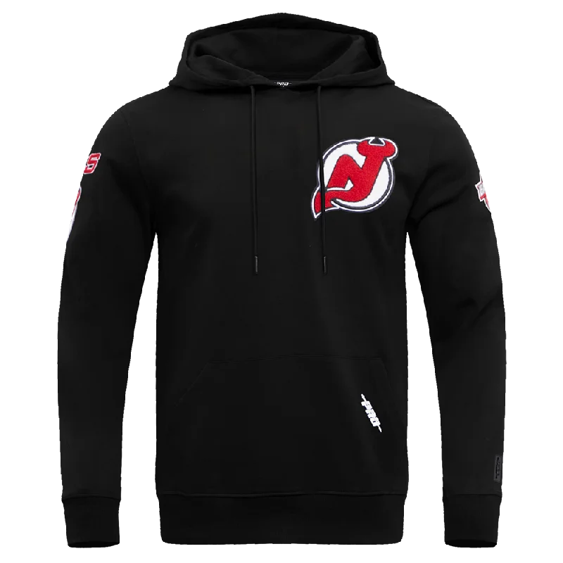 NHL NEW JERSEY DEVILS CLASSIC CHENILLE MEN'S PO HOODIE (BLACK)